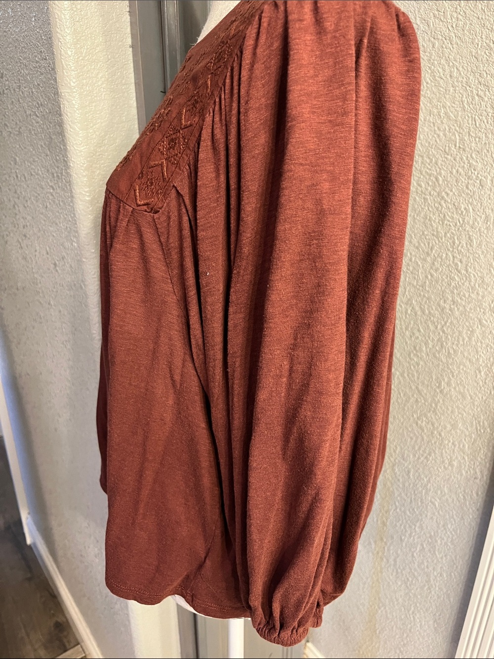 Lucky Brand Embroidered Peasant Blouse - Rust - Picture 2 of 8